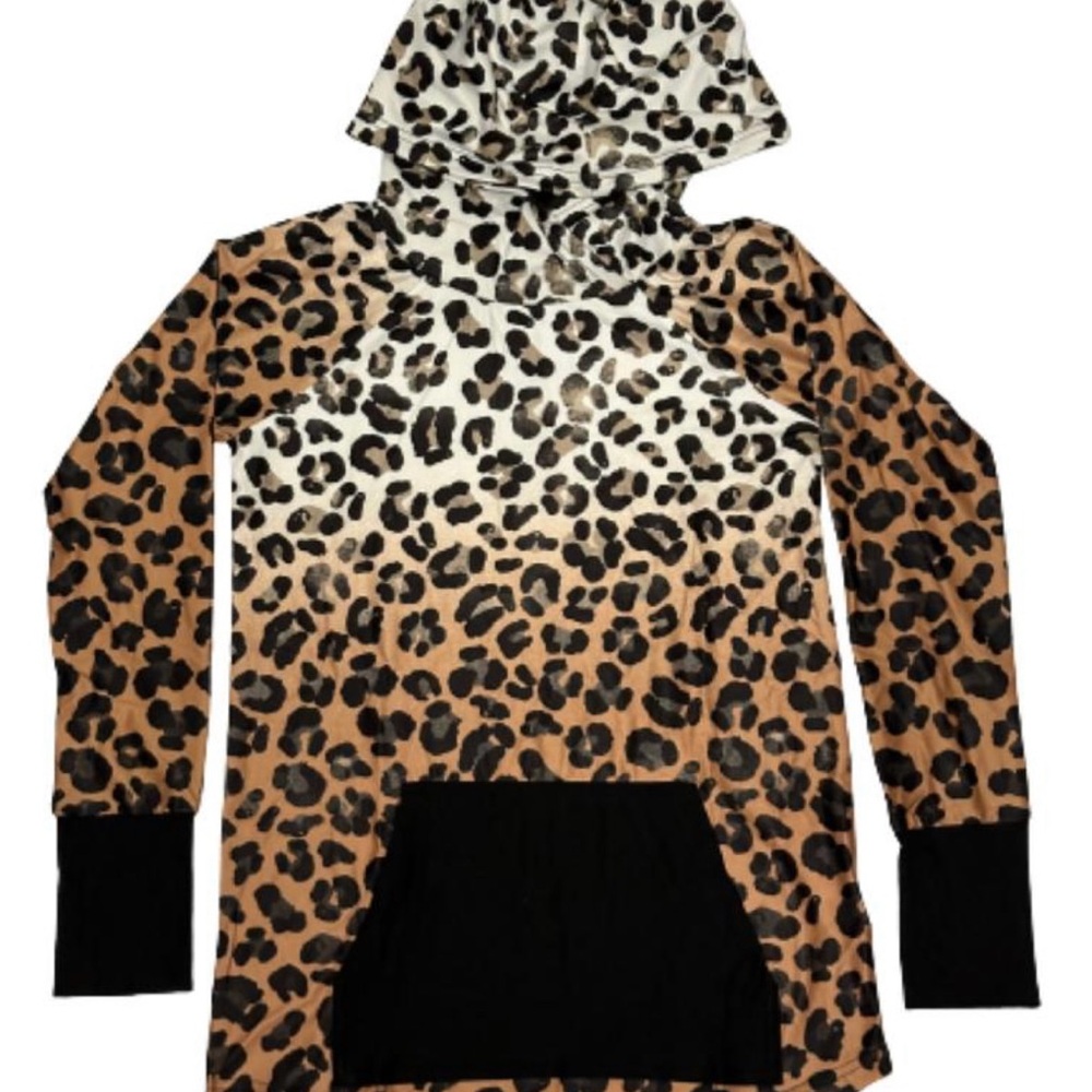 LuLaRoe Leopard Print Hoodie - Black and Brown